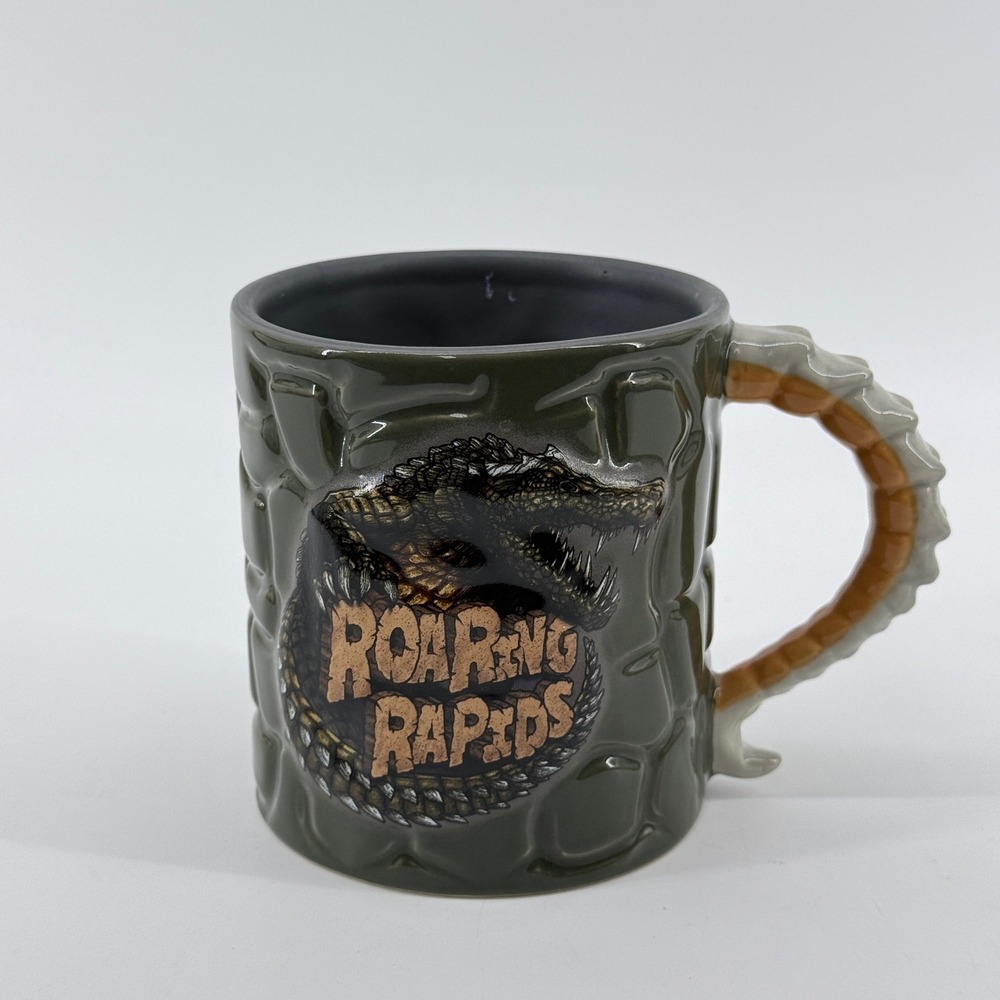 Disney Roaring Rapids Mug Gender Crocodile Tail Handle Ceramic Green Solid